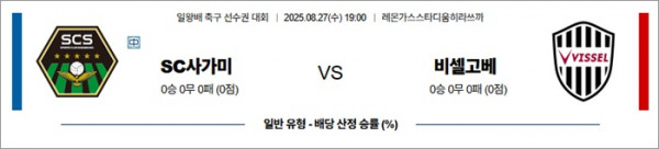 8월 27일 일본FA컵 SC사가미 vs 비셀고베